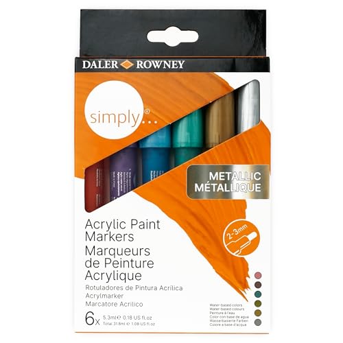 Daler Rowney Simply, Acrylfarben-Marker, Kartonetui, 6er Set, Metallic-Farben sortiert Daler Rowney Simply, Acrylfarben-Marker, Kartonetui, 6er Set, Metallic-Farben sortiert von Daler Rowney