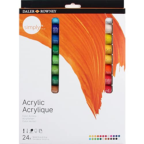 Daler Rowney Simply Acrylfarben Set, Acryl, Multi, 12 ml (24er Pack), 288 von Daler Rowney