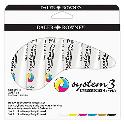 Daler-Rowney System3, Acrylfarbe, Kunststoffkanister, dickflüssig, 59 ml, Kartonschachtel, Starterset, 6 Farben sortiert Daler-Rowney System3, Acrylfarbe, Kunststoffkanister, dickflüssig, 59 ml, Kartonschachtel, Starterset, 6 Farben sortiert von Daler Rowney