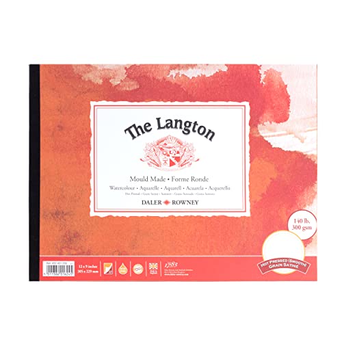 Daler-Rowney The Langton Heißgepresstes Aquarellpapier, 300 g/m², 30,5 x 22,9 cm, einseitig geklebt, säurefrei, 12 naturweiße Blätter, ideal für professionelle Künstler Daler-Rowney The Langton Heißgepresstes Aquarellpapier, 300 g/m², 30,5 x 22,9 cm, einseitig geklebt, säurefrei, 12 naturweiße Blätter, ideal für professionelle Künstler von Daler Rowney