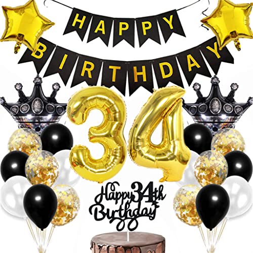 Dalettu 34. Geburtstag Dekoration, Luftballon 34. Geburtstag Männer Deko, Kuchendeko Geburtstag 34 Jahre Frauen, Happy Birthday Deko 34 Geburtstag Mann, Gold Geburtstagsdeko 34 Jahre Mann Frau Dalettu 34. Geburtstag Dekoration, Luftballon 34. Geburtstag Männer Deko, Kuchendeko Geburtstag 34 Jahre Frauen, Happy Birthday Deko 34 Geburtstag Mann, Gold Geburtstagsdeko 34 Jahre Mann Frau von Dalettu