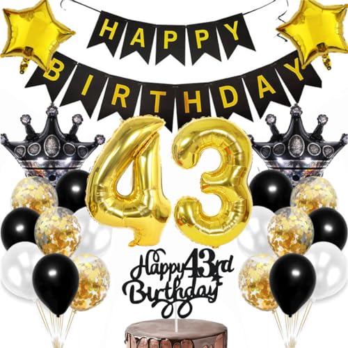 Dalettu 43. Geburtstag Dekoration, Luftballon 43. Geburtstag Männer Deko, Kuchendeko Geburtstag 43 Jahre Frauen, Happy Birthday Deko 43 Geburtstag Mann, Gold Geburtstagsdeko 43 Jahre Mann Frau Dalettu 43. Geburtstag Dekoration, Luftballon 43. Geburtstag Männer Deko, Kuchendeko Geburtstag 43 Jahre Frauen, Happy Birthday Deko 43 Geburtstag Mann, Gold Geburtstagsdeko 43 Jahre Mann Frau von Dalettu