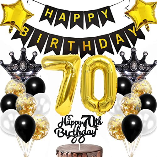Dalettu 70. Geburtstag Dekoration, Luftballon 70. Geburtstag Männer Deko, Kuchendeko Geburtstag 70 Jahre Frauen, Happy Birthday Deko 70 Geburtstag Mann, Gold Geburtstagsdeko 70 Jahre Mann Frau von Dalettu