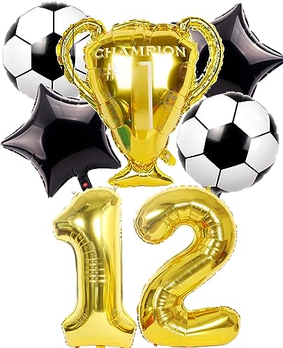Dalettu Fußball 12. Geburtstag Deko Junge, Luftballons Fußball Geburtstagsdeko 12 Jahre Kinder, Gold Riesen Folienballon Zahlen 12, Fußball Thema 12 Jahr Kindergeburtstag Party Deko Luftballons Dalettu Fußball 12. Geburtstag Deko Junge, Luftballons Fußball Geburtstagsdeko 12 Jahre Kinder, Gold Riesen Folienballon Zahlen 12, Fußball Thema 12 Jahr Kindergeburtstag Party Deko Luftballons von Dalettu