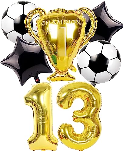 Dalettu Fußball 13. Geburtstag Deko Junge, Luftballons Fußball Geburtstagsdeko 13 Jahre Kinder, Gold Riesen Folienballon Zahlen 13, Fußball Thema 13 Jahr Kindergeburtstag Party Deko Luftballons Dalettu Fußball 13. Geburtstag Deko Junge, Luftballons Fußball Geburtstagsdeko 13 Jahre Kinder, Gold Riesen Folienballon Zahlen 13, Fußball Thema 13 Jahr Kindergeburtstag Party Deko Luftballons von Dalettu