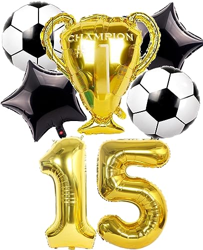 Dalettu Fußball 15. Geburtstag Deko Junge, Luftballons Fußball Geburtstagsdeko 15 Jahre Kinder, Gold Riesen Folienballon Zahlen 15, Fußball Thema 15 Jahr Kindergeburtstag Party Deko Luftballons Dalettu Fußball 15. Geburtstag Deko Junge, Luftballons Fußball Geburtstagsdeko 15 Jahre Kinder, Gold Riesen Folienballon Zahlen 15, Fußball Thema 15 Jahr Kindergeburtstag Party Deko Luftballons von Dalettu