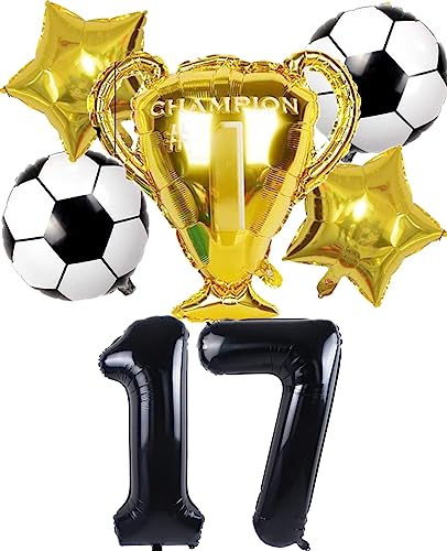 Dalettu Fußball 17. Geburtstag Deko Junge, Luftballons Fußball Geburtstagsdeko 17 Jahre Kinder, Schwarz Riesen Folienballon Zahlen 17, Fußball Thema 17 Jahr Kindergeburtstag Party Deko Luftballons Dalettu Fußball 17. Geburtstag Deko Junge, Luftballons Fußball Geburtstagsdeko 17 Jahre Kinder, Schwarz Riesen Folienballon Zahlen 17, Fußball Thema 17 Jahr Kindergeburtstag Party Deko Luftballons von Dalettu