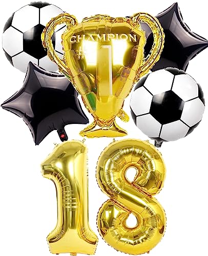 Dalettu Fußball 18. Geburtstag Deko Junge, Luftballons Fußball Geburtstagsdeko 18 Jahre Kinder, Gold Riesen Folienballon Zahlen 18, Fußball Thema 18 Jahr Kindergeburtstag Party Deko Luftballons Dalettu Fußball 18. Geburtstag Deko Junge, Luftballons Fußball Geburtstagsdeko 18 Jahre Kinder, Gold Riesen Folienballon Zahlen 18, Fußball Thema 18 Jahr Kindergeburtstag Party Deko Luftballons von Dalettu