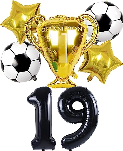 Dalettu Fußball 19. Geburtstag Deko Junge, Luftballons Fußball Geburtstagsdeko 19 Jahre Kinder, Schwarz Riesen Folienballon Zahlen 19, Fußball Thema 19 Jahr Kindergeburtstag Party Deko Luftballons Dalettu Fußball 19. Geburtstag Deko Junge, Luftballons Fußball Geburtstagsdeko 19 Jahre Kinder, Schwarz Riesen Folienballon Zahlen 19, Fußball Thema 19 Jahr Kindergeburtstag Party Deko Luftballons von Dalettu