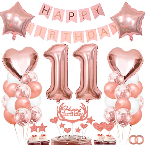 Dalettu Geburtstagdeko 11 Jahre Mädchen, Luftballon 11. Geburtstag Deko, Tortendeko 11 Jahre Geburtstag Mädchen, Folienballon Zahl 11 Rosegold, Happy Birthday Girlande für 11. Geburtstag Party Deko Dalettu Geburtstagdeko 11 Jahre Mädchen, Luftballon 11. Geburtstag Deko, Tortendeko 11 Jahre Geburtstag Mädchen, Folienballon Zahl 11 Rosegold, Happy Birthday Girlande für 11. Geburtstag Party Deko von Dalettu