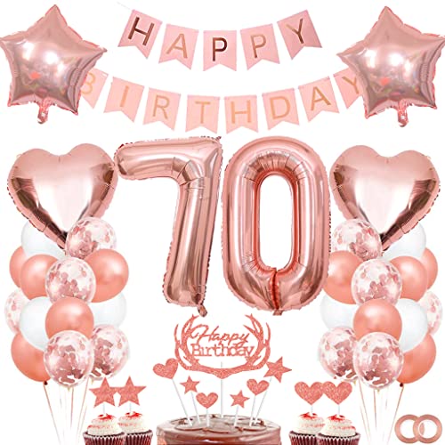 Dalettu 70. Geburtstag Deko für Frauen - Luftballons, Tortendeko, Folienballon Zahl 70 Rosegold, Happy Birthday Girlande für Party Dalettu 70. Geburtstag Deko für Frauen - Luftballons, Tortendeko, Folienballon Zahl 70 Rosegold, Happy Birthday Girlande für Party von Dalettu