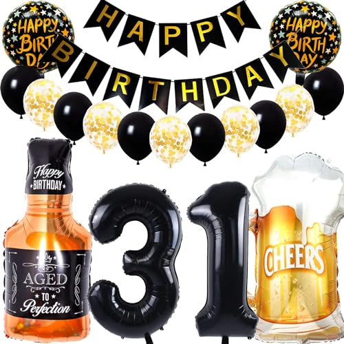 Dalettu Geburtstagsdeko 31 Jahre Mann Frau, Luftballon 31. Geburtstag Deko Männer, Folienballon Whiskey Bierglas Deko, Helium Ballon Weinflasche Bier für 31. Geburtstag Manner Party Dekoration Dalettu Geburtstagsdeko 31 Jahre Mann Frau, Luftballon 31. Geburtstag Deko Männer, Folienballon Whiskey Bierglas Deko, Helium Ballon Weinflasche Bier für 31. Geburtstag Manner Party Dekoration von Dalettu