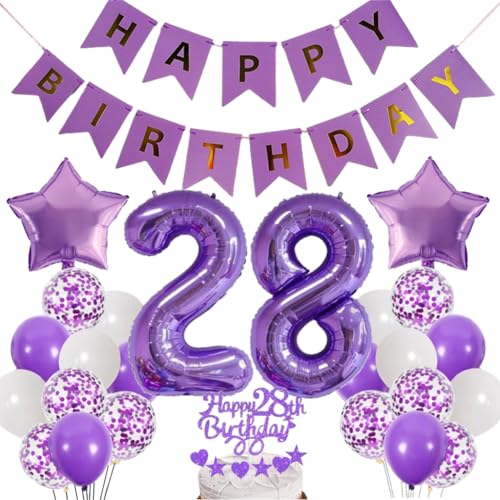 Dalettu Luftballons 28. Geburtstag Dekoration, Tortendeko Happy 28th Birthday Deko 28 Jahre Mädchen, Folienballon Zahl 28 Lila, Deko 28. Geburtstag Mädchen, Lila Geburtstagsdeko 28 Jahr Jungen Mädchen Dalettu Luftballons 28. Geburtstag Dekoration, Tortendeko Happy 28th Birthday Deko 28 Jahre Mädchen, Folienballon Zahl 28 Lila, Deko 28. Geburtstag Mädchen, Lila Geburtstagsdeko 28 Jahr Jungen Mädchen von Dalettu