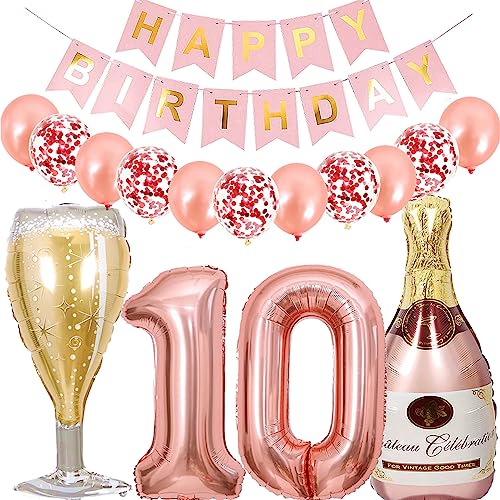 Dalettu Roségold Herz-Stern-Ballon für Mädchen, 10. Geburtstag, BALLOON, 1 stück, Gummi, Happy Birthday Banner für 10. Geburtstag Party Deko Dalettu Roségold Herz-Stern-Ballon für Mädchen, 10. Geburtstag, BALLOON, 1 stück, Gummi, Happy Birthday Banner für 10. Geburtstag Party Deko von Dalettu