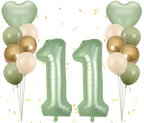 Dalettu Luftballon 11. Geburtstag Mädchen Deko, Ballons Sternenhimmel Zahl 11 Luftballon, Latexballons HellRosa Blau Lila Nummer 11 Herz Folienballon für Mädchen Kinder 11. Geburtstag Party Deko von Dalettu