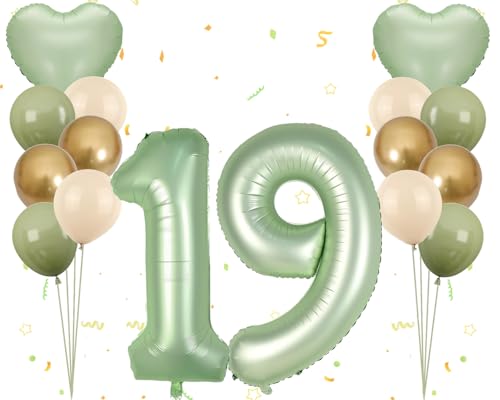 Dalettu Luftballon 19. Geburtstag Mädchen Deko, Ballons Sternenhimmel Zahl 19 Luftballon, Latexballons HellRosa Blau Lila Nummer 19 Herz Folienballon für Mädchen Kinder 19. Geburtstag Party Deko von Dalettu
