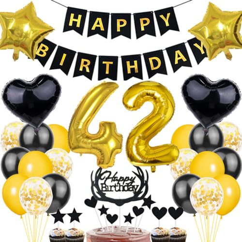 Dalettu Luftballon 42. Geburtstag Deko Mann, Schwarz Gold Geburtstagsdeko 42 Jahre Manner, Folienballon 42 Jahre Geburtstag Dekoration, Deko 42. Geburtstag Mann Frau, Tortendeko 42. Geburtstag Mann Dalettu Luftballon 42. Geburtstag Deko Mann, Schwarz Gold Geburtstagsdeko 42 Jahre Manner, Folienballon 42 Jahre Geburtstag Dekoration, Deko 42. Geburtstag Mann Frau, Tortendeko 42. Geburtstag Mann von Dalettu