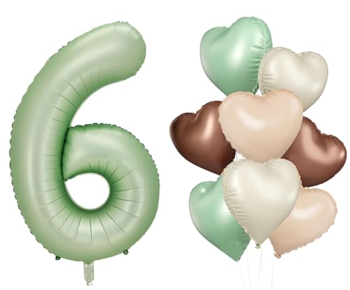 Dalettu Luftballon 6. Geburtstag Mädchen Deko, 8 Stück Olivgrün Beige Braune Aprikosen Herz, Ballons Olivgrün Zahl 6 Luftballon, Folienballon Nummer für Mädchen Kinder 6. Geburtstag Party Deko Dalettu Luftballon 6. Geburtstag Mädchen Deko, 8 Stück Olivgrün Beige Braune Aprikosen Herz, Ballons Olivgrün Zahl 6 Luftballon, Folienballon Nummer für Mädchen Kinder 6. Geburtstag Party Deko von Dalettu