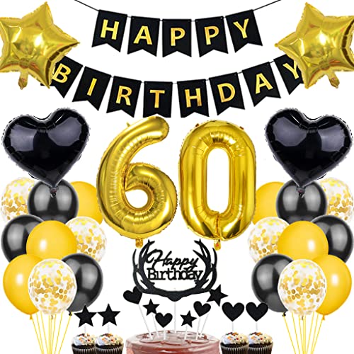 Dalettu Luftballon 60. Geburtstag Deko Mann, Schwarz Gold Geburtstagsdeko 60 Jahre Manner, Folienballon 60 Jahre Geburtstag Dekoration, Deko 60. Geburtstag Mann Frau, Tortendeko 60. Geburtstag Mann Dalettu Luftballon 60. Geburtstag Deko Mann, Schwarz Gold Geburtstagsdeko 60 Jahre Manner, Folienballon 60 Jahre Geburtstag Dekoration, Deko 60. Geburtstag Mann Frau, Tortendeko 60. Geburtstag Mann von Dalettu