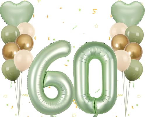 Dalettu Luftballon 60. Geburtstag Frauen Deko, Ballons Sternenhimmel Zahl 60 Luftballon, Latexballons HellRosa Blau Lila Nummer 60 Herz Folienballon für Männer Frauen 60. Geburtstag Party Deko von Dalettu