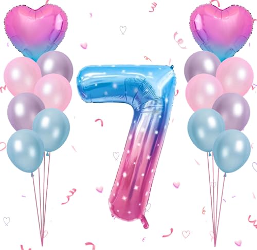 Dalettu Luftballon 7. Geburtstag Mädchen Deko, Ballons Sternenhimmel Zahl 7 Luftballon, Latexballons HellRosa Blau Lila Herz Folienballon Zahl 7 für Mädchen Kinder 7. Geburtstag Party Dek Dalettu Luftballon 7. Geburtstag Mädchen Deko, Ballons Sternenhimmel Zahl 7 Luftballon, Latexballons HellRosa Blau Lila Herz Folienballon Zahl 7 für Mädchen Kinder 7. Geburtstag Party Dek von Dalettu