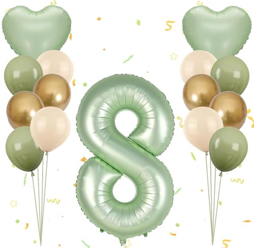 Dalettu Luftballon 8. Geburtstag Mädchen Deko, Ballons Sternenhimmel Zahl 8 Luftballon, Latexballons HellRosa Blau Lila Nummer 8 Herz Folienballon für Mädchen Kinder 8. Geburtstag Party Deko von Dalettu
