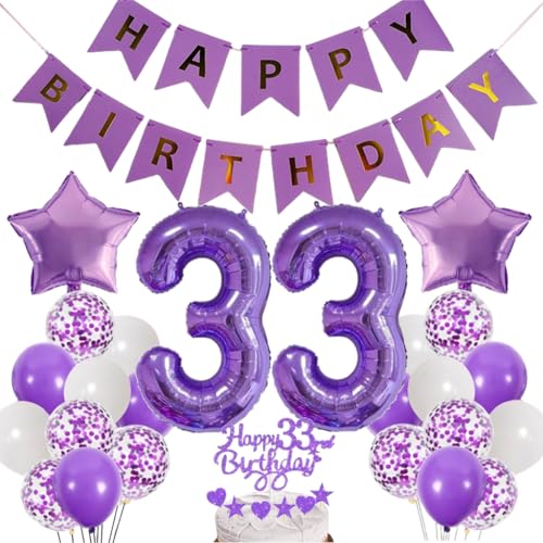 Dalettu Luftballons 33. Geburtstag Dekoration, Tortendeko Happy 33th Birthday Deko 33 Jahre Frau, Folienballon Zahl 33 Lila, Deko 33. Geburtstag Frauen, Lila Geburtstagsdeko 33 Jahr Männer Frauen Dalettu Luftballons 33. Geburtstag Dekoration, Tortendeko Happy 33th Birthday Deko 33 Jahre Frau, Folienballon Zahl 33 Lila, Deko 33. Geburtstag Frauen, Lila Geburtstagsdeko 33 Jahr Männer Frauen von Dalettu