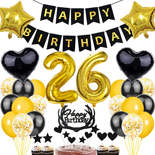 Dalettu Luftballon 26. Geburtstag Deko Mann, Schwarz Gold Geburtstagsdeko 26 Jahre Manner, Folienballon 26 Jahre Geburtstag Dekoration, Deko 26. Geburtstag Mann Frau, Tortendeko 26. Geburtstag Mann Dalettu Luftballon 26. Geburtstag Deko Mann, Schwarz Gold Geburtstagsdeko 26 Jahre Manner, Folienballon 26 Jahre Geburtstag Dekoration, Deko 26. Geburtstag Mann Frau, Tortendeko 26. Geburtstag Mann von Dalettu