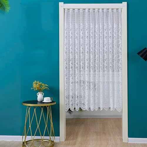 Daliena Bestickte Scheibengardine aus Spitze Kurzgardine modernstil Bistrogardine in der Breite kürzbar Hingucker Küche weiß (BxH 160x150cm) 1 stück von Daliena