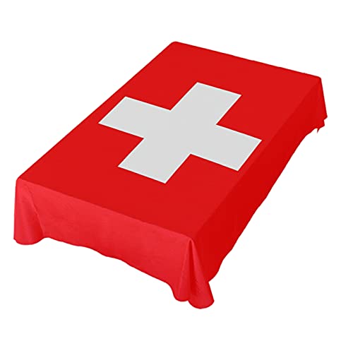 Dallonan Tischdekoration für Party, Schweiz-Flagge, rechteckige Tischdecke, Polyester-Tischdecke, quadratisch, 152,4 cm, für Abendessen Dallonan Tischdekoration für Party, Schweiz-Flagge, rechteckige Tischdecke, Polyester-Tischdecke, quadratisch, 152,4 cm, für Abendessen von Dallonan