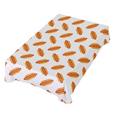 Dallonan Tischdekoration für Party, nahtloses Muster, Hot Dogs, quadratische Tischdecke, Polyester, 137 cm, für Esstischdekoration Dallonan Tischdekoration für Party, nahtloses Muster, Hot Dogs, quadratische Tischdecke, Polyester, 137 cm, für Esstischdekoration von Dallonan