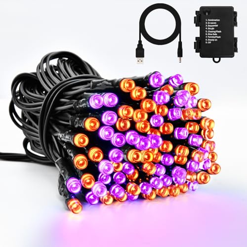 Dalugo Batterie Lichterkette, 5M 50LED USB Orange Lila Lichterkette mit Timer, 8 Modus IP65 wasserdicht mit schwarzem Kabel für Innen und Außen Dalugo Batterie Lichterkette, 5M 50LED USB Orange Lila Lichterkette mit Timer, 8 Modus IP65 wasserdicht mit schwarzem Kabel für Innen und Außen von Dalugo