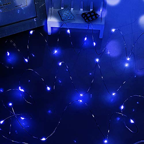 Dalugo Lichterkette Blau, 5m 50 LED Lichterkette Batterie Klein für Weihnachten, Schlafzimmer, Party, Hochzeit von Dalugo