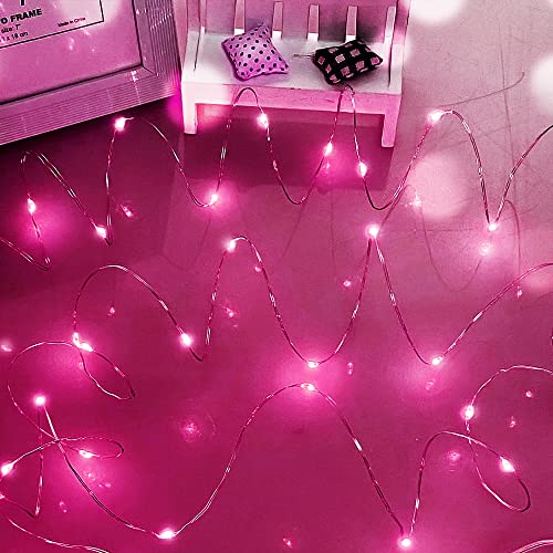 Dalugo Lichterkette Rosa, 5m 50 LED Lichterkette Batterie Klein für Weihnachten, Schlafzimmer, Party, Hochzeit von Dalugo