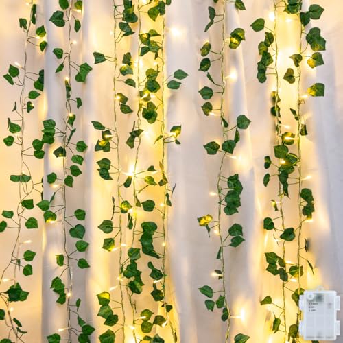 Dalugo Efeu Lichterkette Batterie Timer, 10m 100 LED Efeu Künstlich mit Lichterkette Innen, Warmweiß Lichterkette Blätter für Schlafzimmer, Kinderzimmer, Hochzeit, Bücherregal Dekoration Dalugo Efeu Lichterkette Batterie Timer, 10m 100 LED Efeu Künstlich mit Lichterkette Innen, Warmweiß Lichterkette Blätter für Schlafzimmer, Kinderzimmer, Hochzeit, Bücherregal Dekoration von Dalugo
