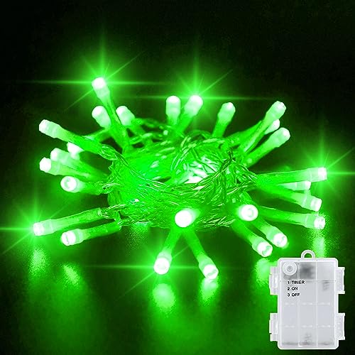 Dalugo Grün Lichterkette Batterie Timer, 3M 30 LED Lichterkette Außen Batterie mit 6h Timer, IP65 Wasserdicht Lichterkette Batterie Timer für Innen außen Weihnachtsdekorationen Dalugo Grün Lichterkette Batterie Timer, 3M 30 LED Lichterkette Außen Batterie mit 6h Timer, IP65 Wasserdicht Lichterkette Batterie Timer für Innen außen Weihnachtsdekorationen von Dalugo