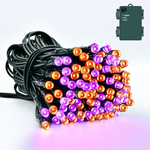 Dalugo Halloween Deko Outdoor, 5M 50LED Orange Lila Halloween Lichterkette mit Timer, IP65 Wasserdicht Lichterkette Batterie für Innen Außen Garten Party Herbst Halloween Dekoration Dalugo Halloween Deko Outdoor, 5M 50LED Orange Lila Halloween Lichterkette mit Timer, IP65 Wasserdicht Lichterkette Batterie für Innen Außen Garten Party Herbst Halloween Dekoration von Dalugo