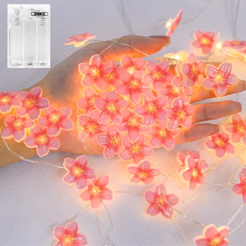 Dalugo LED Lichterkette Kirschblüten, 20 LED 2M Lichterketten innen Batterie mit Timer, Lichterkette Blumen Girlande für Frühlingsdeko, Kirschblüten deko, Hochzeit, Party,Garten,Schlafzimmer von Dalugo