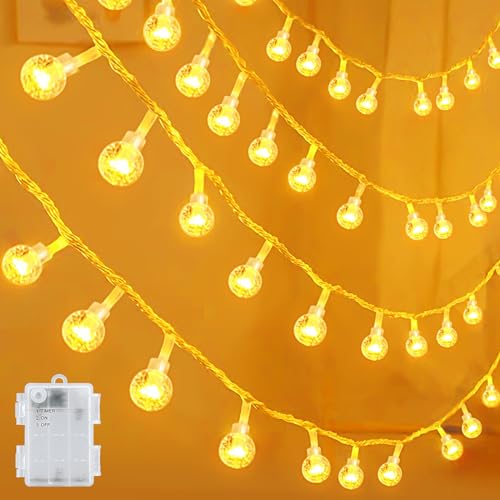 Dalugo Lichterkette Außen Batterie,6M 40 LED Kristall Kugel Lichterkette mit 6h Timer,IP65 Wasserdicht Warmweiß Globe Lichterketten Weihnachten für Weihnachtsbaum Kinderzimmer Balkon Innen außen Deko von Dalugo