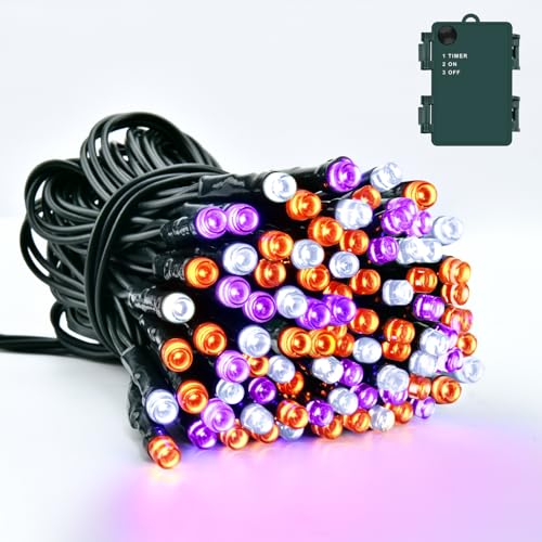 Dalugo Lichterkette Batterie, 5m 50LED Orange Lila Weiß Lichterkette Kabel grün mit 6h Timer, IP65 Wasserdicht Dalugo Lichterkette Batterie, 5m 50LED Orange Lila Weiß Lichterkette Kabel grün mit 6h Timer, IP65 Wasserdicht von Dalugo