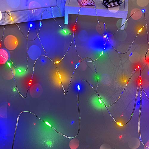 Dalugo Lichterkette Bunt, 5m 50 LED Lichterkette Batterie Klein für Weihnachten, Schlafzimmer, Party, Hochzeit von Dalugo