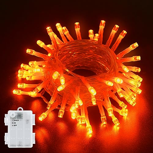 Dalugo Orange Lichterkette Batterie Timer, 3M 30 LED Lichterkette Außen Batterie mit 6h Timer, IP65 Wasserdicht Lichterkette Batterie Timer für Innen Außen Halloween Herbst Deko von Dalugo