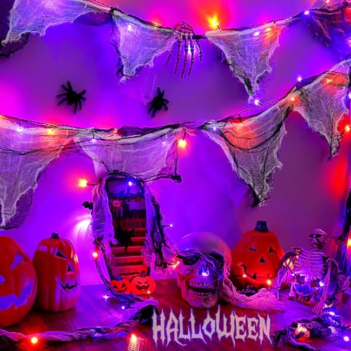 Dalugo Schwarz Weiß Gaze Lichterketten, 3m 30LED Orange Lila Batterie Lichterketten mit 8 Modi, IP65 wasserdicht Dalugo Schwarz Weiß Gaze Lichterketten, 3m 30LED Orange Lila Batterie Lichterketten mit 8 Modi, IP65 wasserdicht von Dalugo