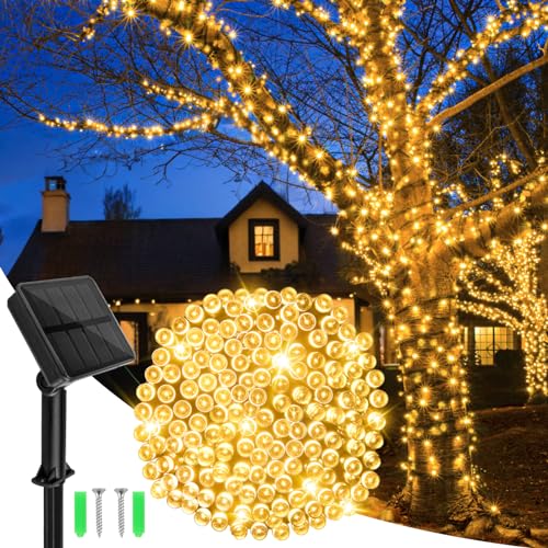 Dalugo Solar Lichterkette Aussen, 14M 120 LED Warmweiß Solarlichterkette Außen Wetterfest 8 Modi Outdoor Lichterkette Solar für Garten, Hof, Terrasse, Hochzeit Dekorationen von Dalugo