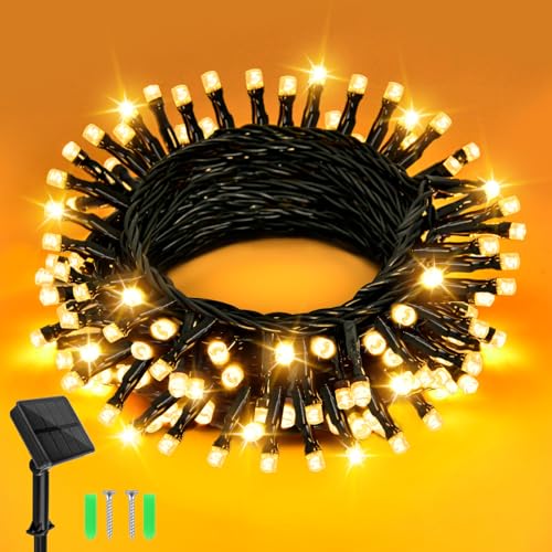 Dalugo Solar Lichterkette Aussen, 7M 50 LED Warmweiß Solarlichterkette Außen Wetterfest 8 Modi Outdoor Lichterkette Solar für Garten, Hof, Terrasse, Hochzeit Dekorationen von Dalugo