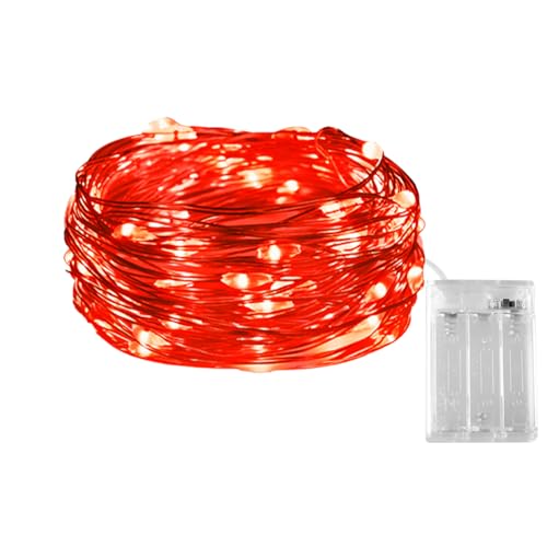 Dalugo Lichterkette Rot, 3m 30 LED Lichterkette Batterie Klein für Weihnachten, Schlafzimmer, Party, Hochzeit von Dalugo