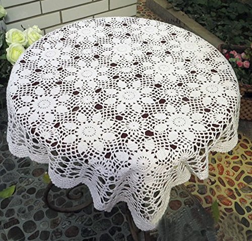 Damanni Tischdeckchen aus Baumwolle, handgefertigt, Häkelspitze, quadratisch, 78,9 x 78,9 cm, Weiß von Damanni