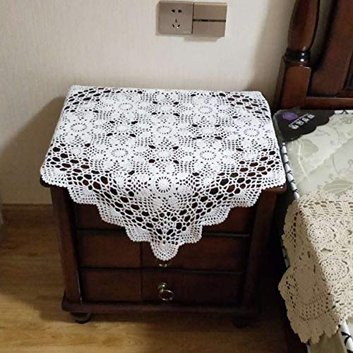 Damanni Tischdeckchen aus Baumwolle, handgefertigt, gehäkelt, quadratisch, 58 cm, Weiß von Damanni