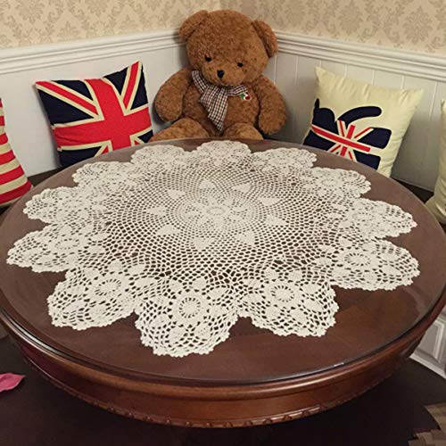 Damanni Tischdeckchen aus Baumwolle, handgefertigt, gehäkelt, rund, 61 cm, Beige Damanni Tischdeckchen aus Baumwolle, handgefertigt, gehäkelt, rund, 61 cm, Beige von Damanni