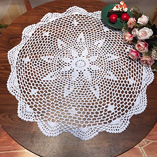 Damanni Tischdeckchen aus Baumwolle, handgefertigt, mit Spitze, rund, 30–50 cm, Beige/Weiß Garten 20 Inch weiß Damanni Tischdeckchen aus Baumwolle, handgefertigt, mit Spitze, rund, 30–50 cm, Beige/Weiß Garten 20 Inch weiß von Damanni